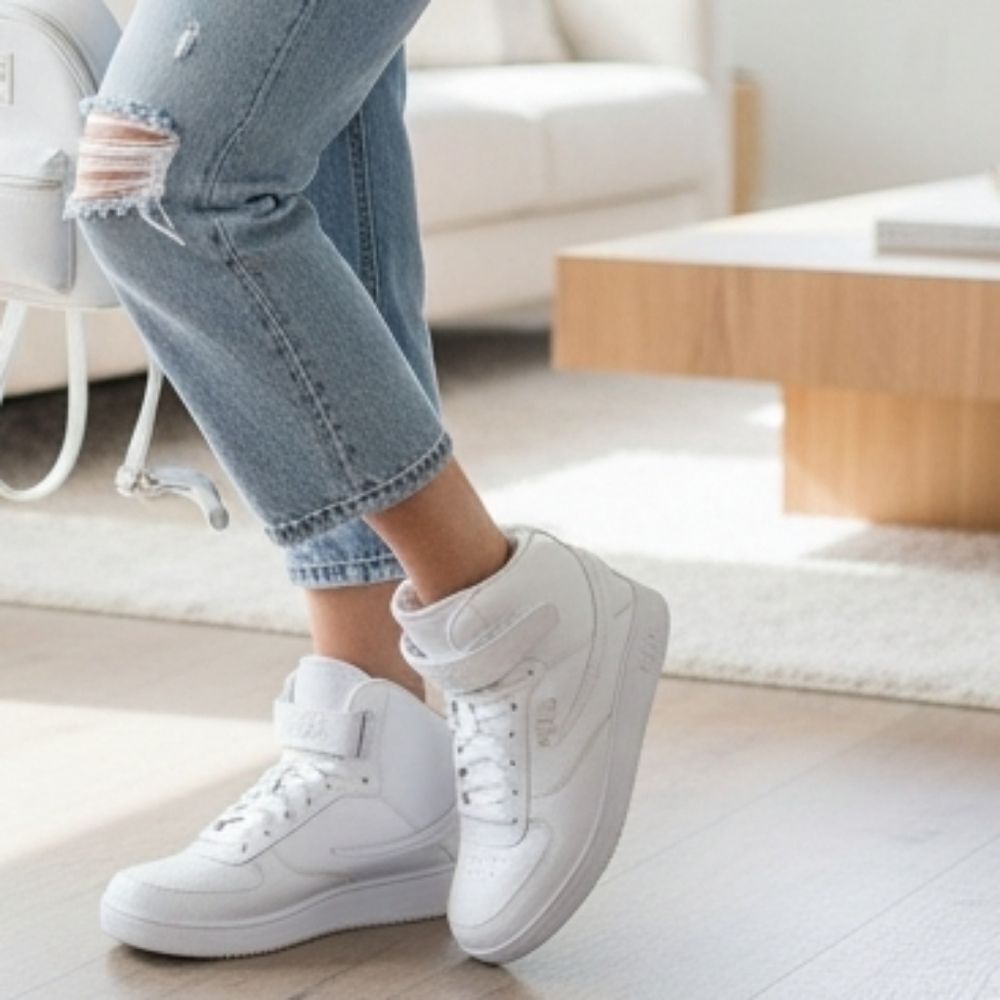 Women's White High-Top Sneakers